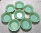8  VTG Glass Fire king  Jane ray  Ribbed sides Jadeite Green 5" Berry Bowls
