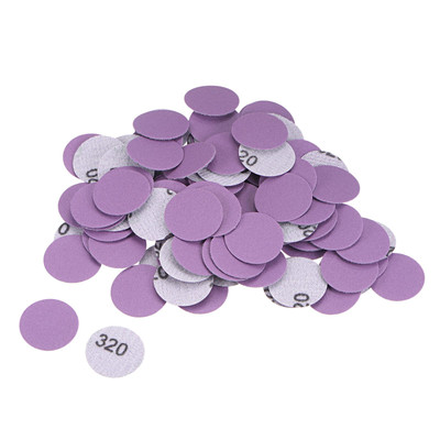 100Pcs 1-Inch Purple Sanding Discs 320 Grit Hook Loop Sandpaper Mini Size 