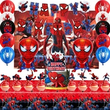 Spiderman Party Supplies Foil Balloons Stickers Birthday Decoration Cake Toppers
