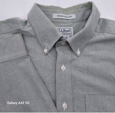 Vintage LL Bean Single Needle Tailoring Shirt Button Oxf Sz 16 1/2-34 XL Green
