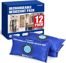 12 Pack Rechargeable Desiccant Packs, 100G Each, Blue, Color Indicating Silica G
