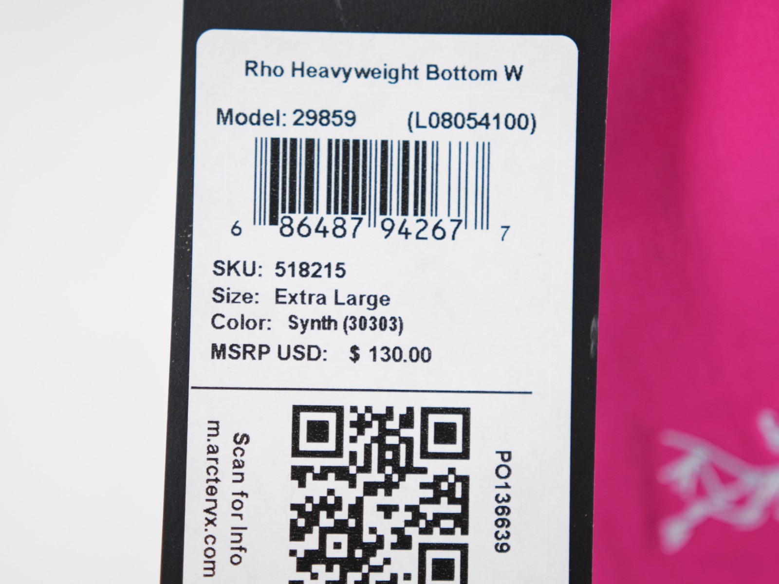 ARC’TERYX Rho Heavyweight Bottom Fleece Base Layer Women's  XL Pink thumbnail 4