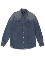 ZARA Camicia Uomo Denim Grande Blu Cotone AF12