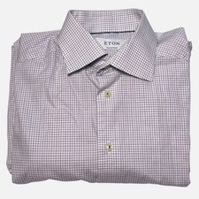 Eton Contemporary Dress Shirt Mens Size 15.5 40 White Spread Collar Long Sleeve