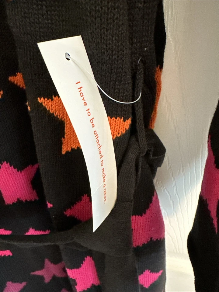 Modcloth Duster Cardigan Sweater Knit Open Belted LGBTQ+ Rainbow Star 1X NWT - Image 3 of 4