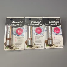 Lot of 3 Chapstick Total Hydration Coconut Hydration 3-In-1 Lip Care-.12 oz-Fast