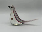 Murano Art Glass Striped Bird Figurine Red Blue Green Large Hand Blown Italy VTG