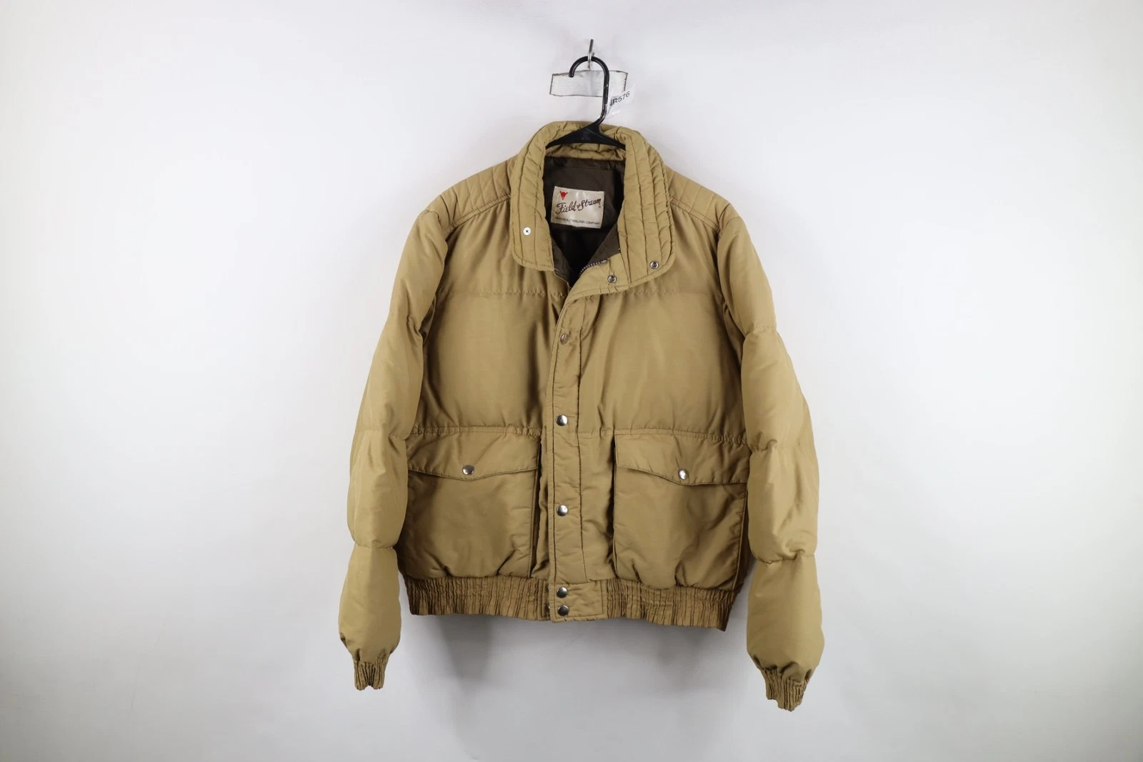 Vintage 70s Streetwear Mens Medium Duck Down Insulated Puffer Jacket Beige USA