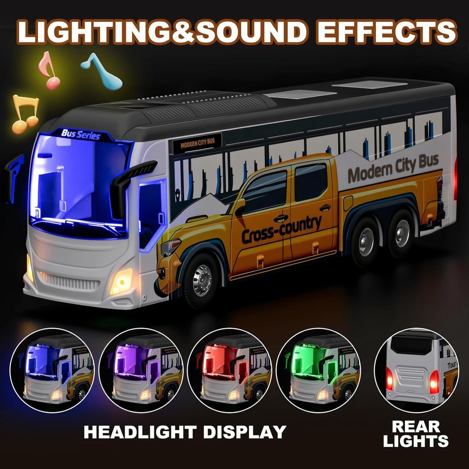 9 Channel RC Bus for Kids, 2.4G Remote Control City Buses with LED ...