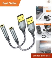 Durable USB to 3.5mm Audio Adapter 2-Piece Set - Ideal for Gaming Music