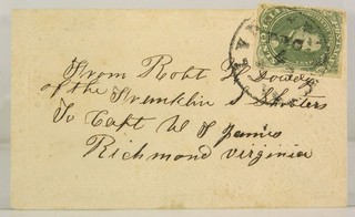 1861 CONFEDERATE CIVIL WAR COVER WITH 5 CENT CONFEDERATE JEFF DAVIS STAMP CSA #1