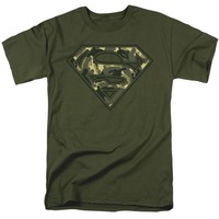 Dc Comics - Superman - Super Camo - Erwachsenen Unisex Kurzarm T-Shirt - GrüN