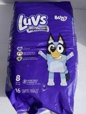 Luvs Bluey Diapers size 8 over 30 lbs 16ct