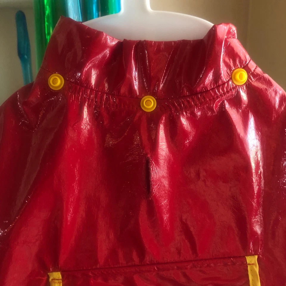 Abrigo de lluvia para perros mascotas chaqueta resbaladiza roja talla mediana Foto 3 de 4