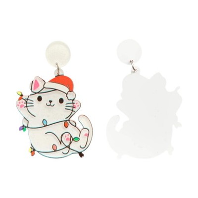 Süße Weihnachten Katze Ohrringe Hänger Tropfen Deko Neuheit für Frauen Geschenk