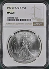 1993 $1 American Silver Eagle Dollar NGC MS69