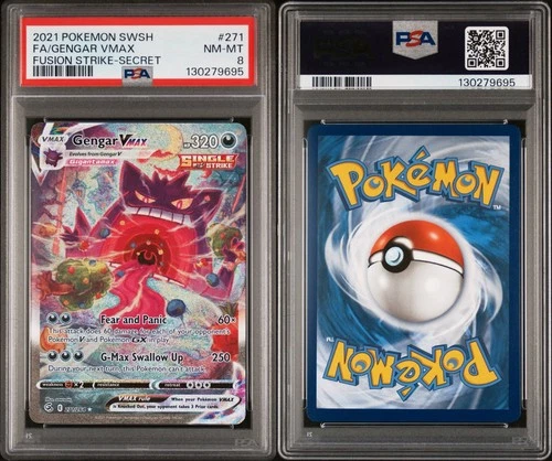 2021 POKEMON SWORD & SHIELD FUSION STRIKE SECRET #271 FULL ART/GENGAR VMAX PSA 8