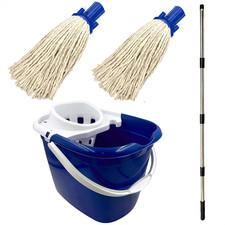 12L Heavy Duty Mop Bucket with Wringer Blue Industrial Floor Cleaning Set
