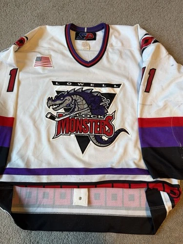 Game Worn Lowell Lock Monsters Hurricanes Church AHL Hockey Jersey White 56