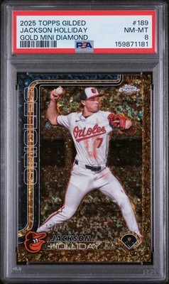 2025 Topps Gilded Jackson Holliday #189 Gold Mini-Diamond Refractor /50 PSA 8