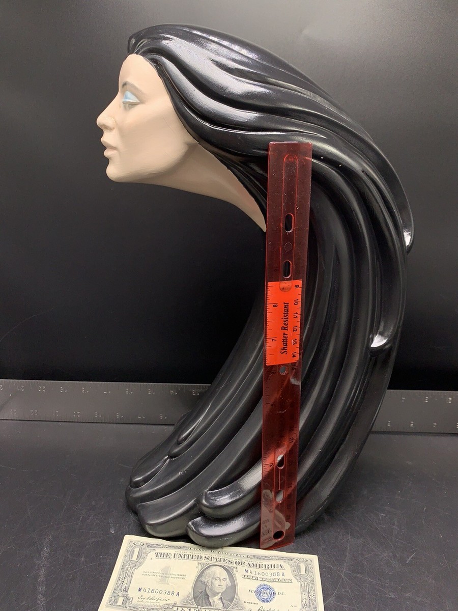 Vintage Sittre Ceramic Black Long-Haired Wind Woman Face