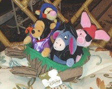 Disney Store Pooh Halloween Wheelbarrow Bean Set Tigger Eeyore Piglet Plush B
