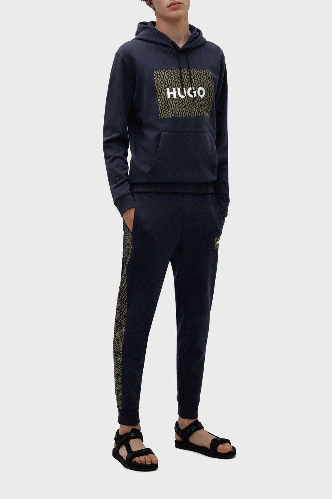 HUGO Mens Joggers Dark Blue Tracksuit Bottoms With Logo - Dacino Size L thumbnail 3