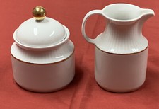 KAISER West Germany Blue & Brown Mark Sugar Bowl Creamer White Gold Trim #3 033