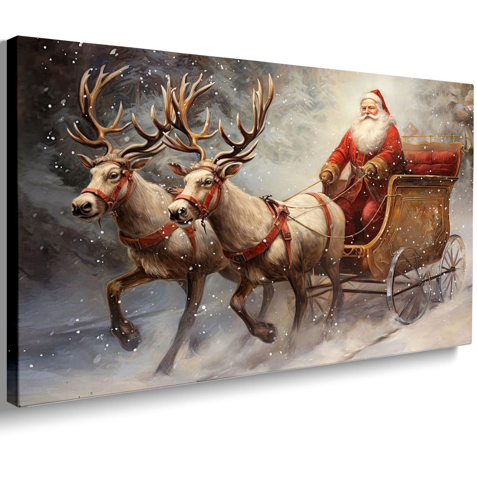 Vintage Santa Sleigh Wall Art Christmas Decor Canvas Print for Room eBay