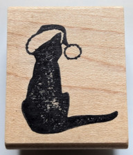 Wood/Rubber Stamp Christmas Cat/Kitten in Santa Hat