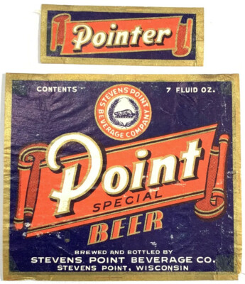 Vintage Point Special Beer Label Stevens Point Beverage Wisconsin & Neckband 7oz