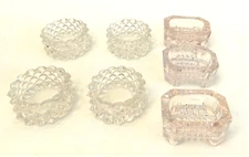 Lot of Clear 7 Crystal Glass Salt Cellars Dips 2 Different Sizes Shapes Vintage
