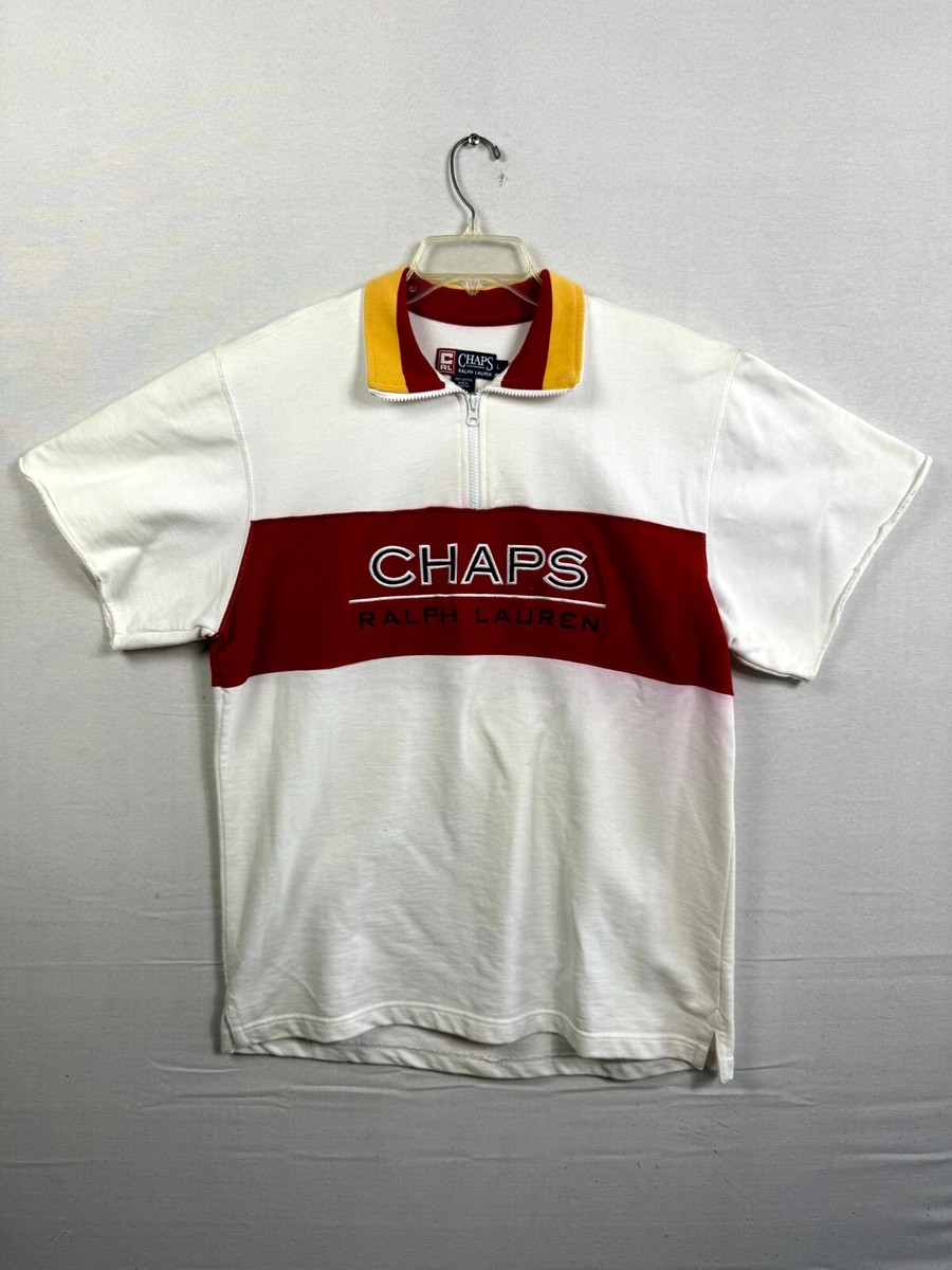 Chaps Ralph Lauren Polo Shirt Mens Large White Embroidered Short