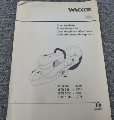 Wacker BTS1035-7975 Cut-Off Saw Parts Catalog Manual Book