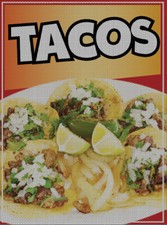 Tacos PERFORATED Window Graphic Decal Sticker Perforated Vinyl Mexican Food