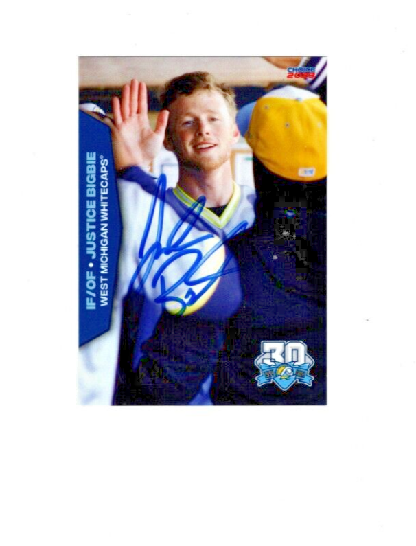 Justice Bigbie 2023 West Michigan Whitecaps signed autograph baseball