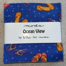Moda Fabric Charm Pack - Ocean View - Precut Cotton Squares - Quilting Fabric