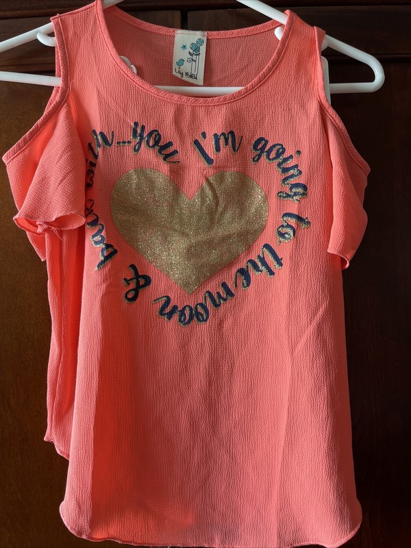 Lily Bleu Girls Blouse Size M (10/12) Tangerine Like Orange
