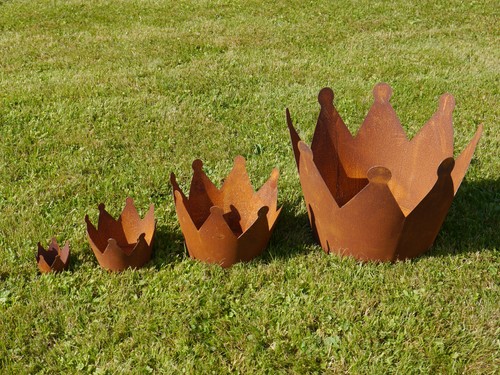 Edelrost Krone 7 - 38cm Pflanzschale Rost Gartendeko Deko Garten Rostdeko Schale - Bild 6 von 10