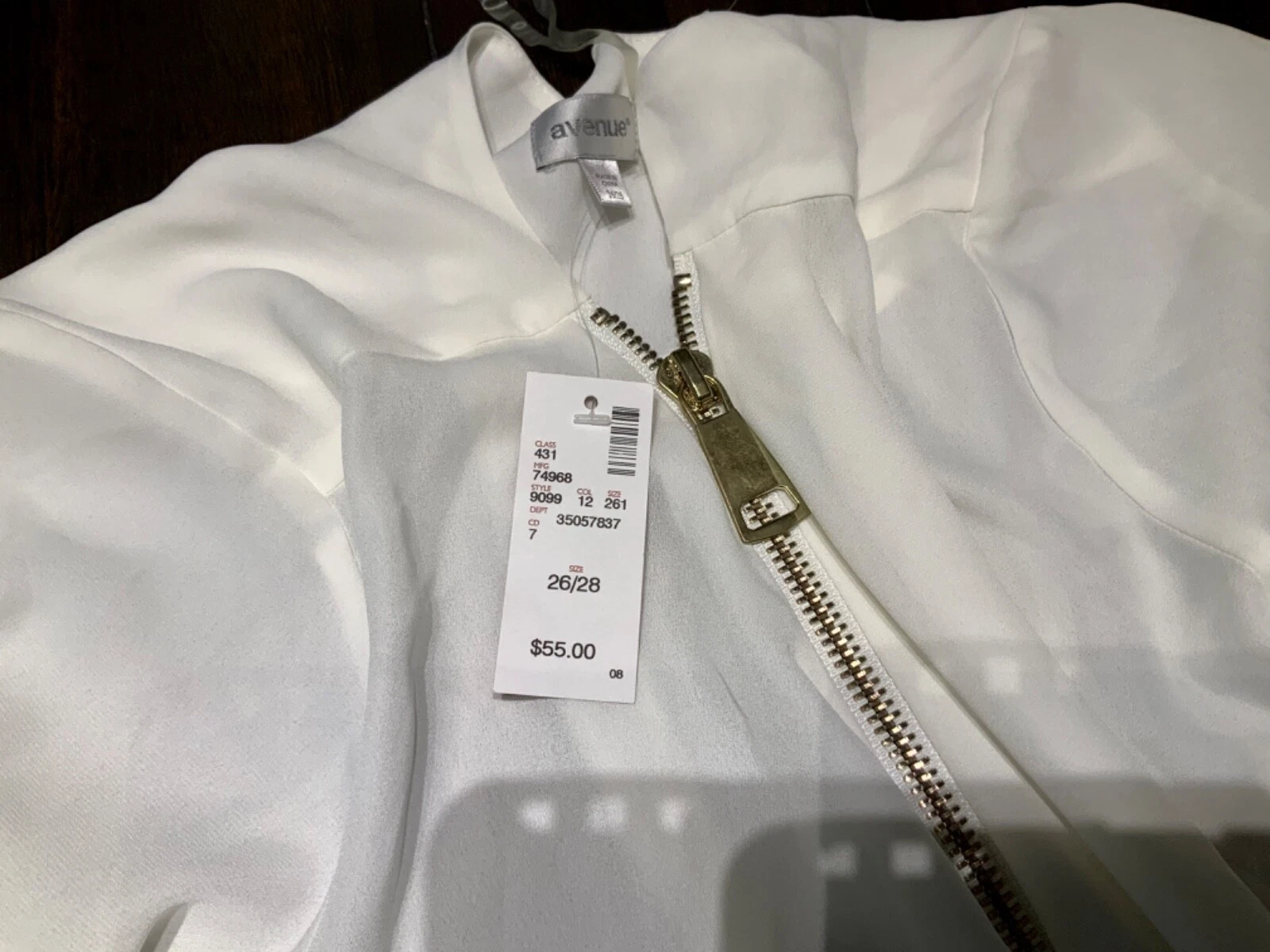 OFF WHITE Camicia elegante Avenue donna taglie forti 26 28 trasparente bianco sporco 1 2 zip davanti