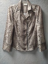 Chicos Jacket Womens Size 1 Medium/8 Animal Print Front Zipper Long Sleeve