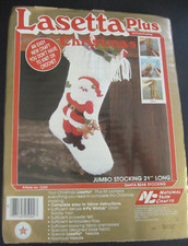 Lasetta Plus 21" Jumbo Santa Bear Christmas Stocking Kit CL03 vtg 1985 OPEN