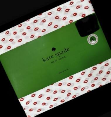 Kate Spade QUEEN Sheet Set Cotton - RED Lips On White QUEEN Sheets Valentines