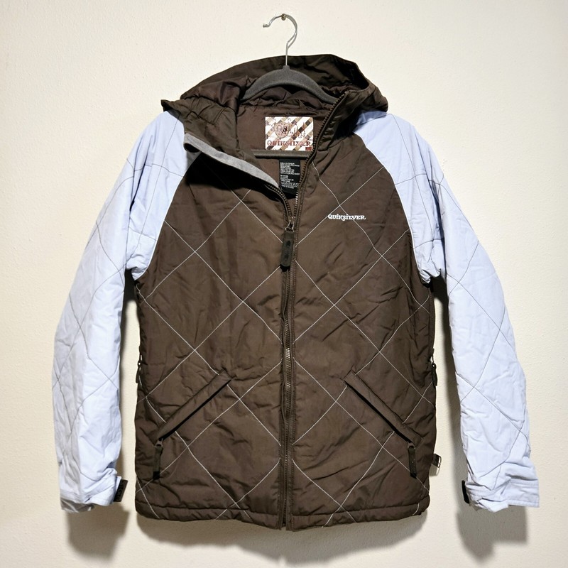 Quicksilver Winter Jacket Women L Snowboard Ski Hooded Insulated Parka Puffer 