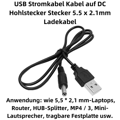 B62 USB Stromkabel Kabel auf DC Hohlstecker Stecker x