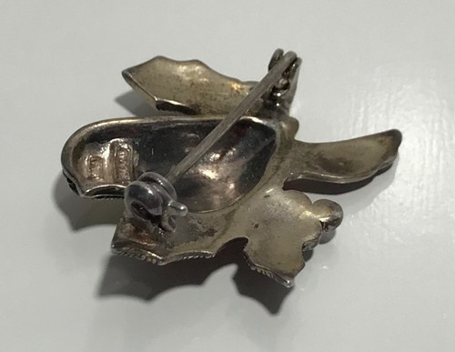 Vintage 925 Sterling Silver Enamel & Marcasite Bird Brooch - Picture 7 of 11