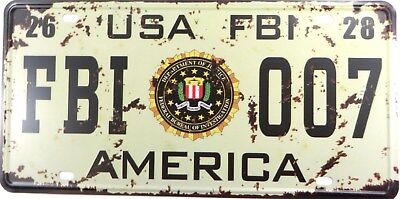 art prints FBI 007 USA AMERICA tin sign  car license plate