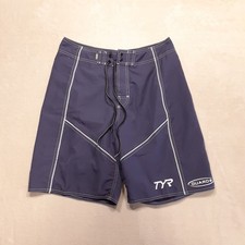 TYR Mens Gaurd Challenger Swim Shorts 32 Blue 10" Inseam