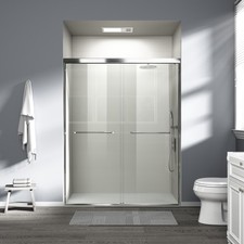 56-60 in. W x 72 in. H Double Sliding Shower Door, Semi-frameless Bypass Bathr