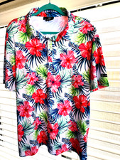 Greenside Golf Men Large Floral Polyester/Spandex Short Sleeve Polo
